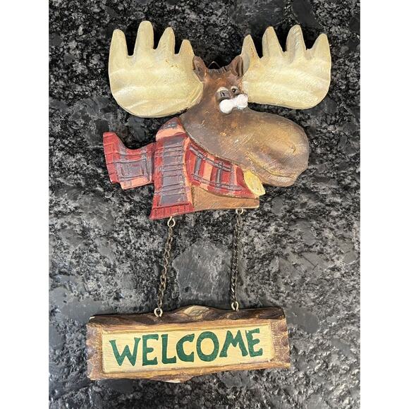 Enesco Moose Creek Crossing “Welcome” 1995 Moose Welcome Sign #161276 - Picture 2 of 6